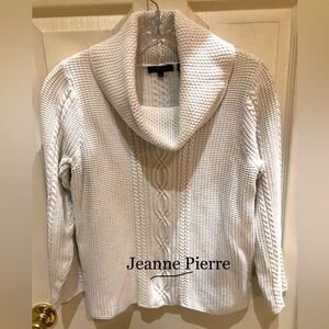 JEANNE PIERRE COWL NECK WEDDING WHIT PULLOVER SWEATER